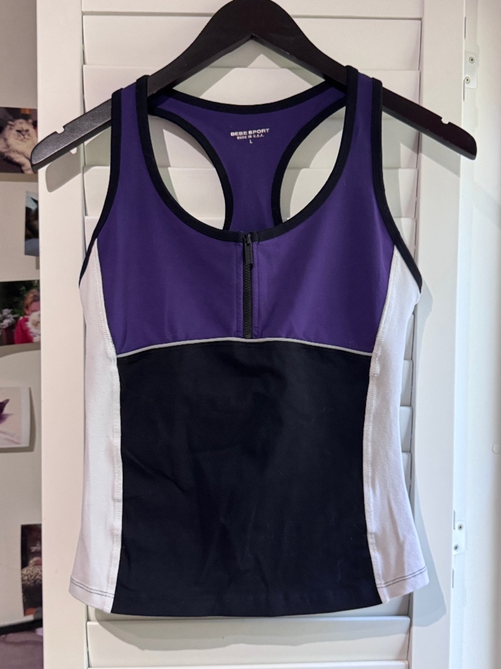 πβ¨ Bebe Sport Y2K Athletic Top | Purple, Black & White | Size L πβ¨